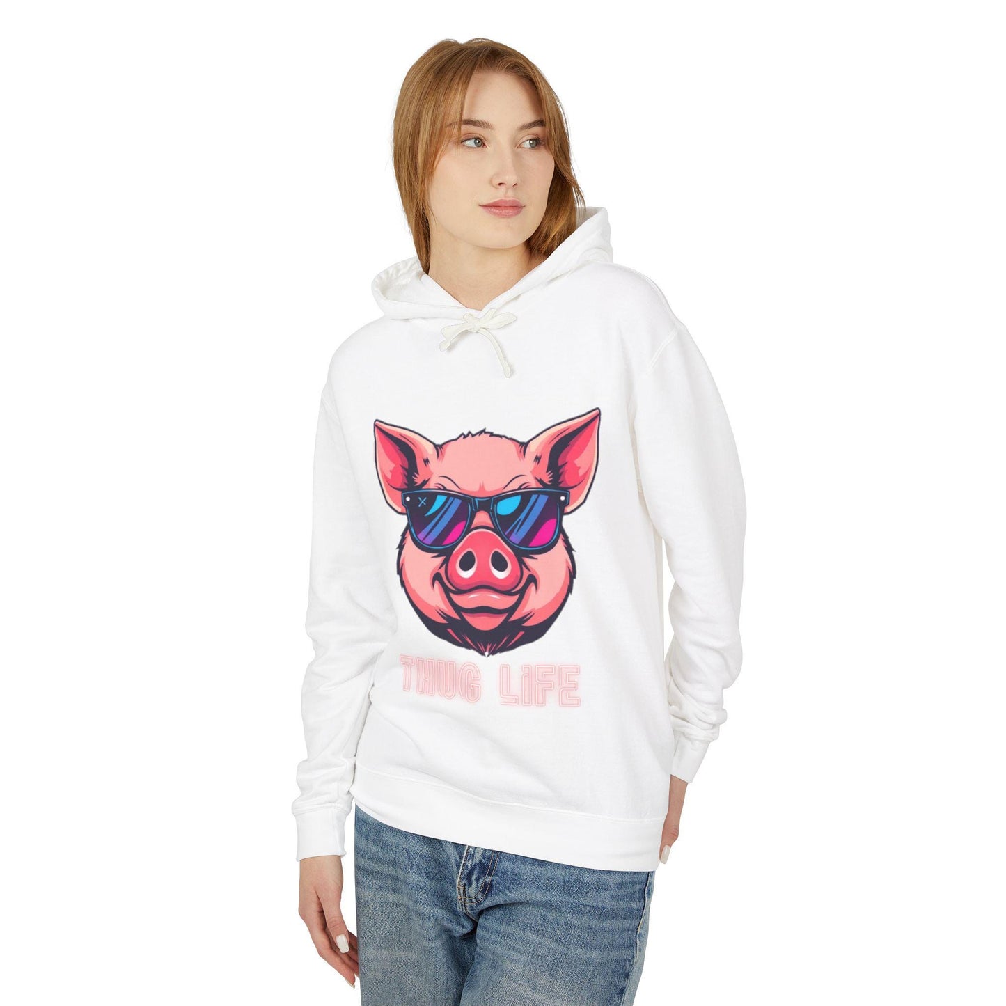 Thug Life Pig Hoodie Funny Gangster Pet Hoodie Hip Hop Animal Hoodie Streetwear Lover Gift Cool Rap Style Animal Graphic Hoodie Urban
