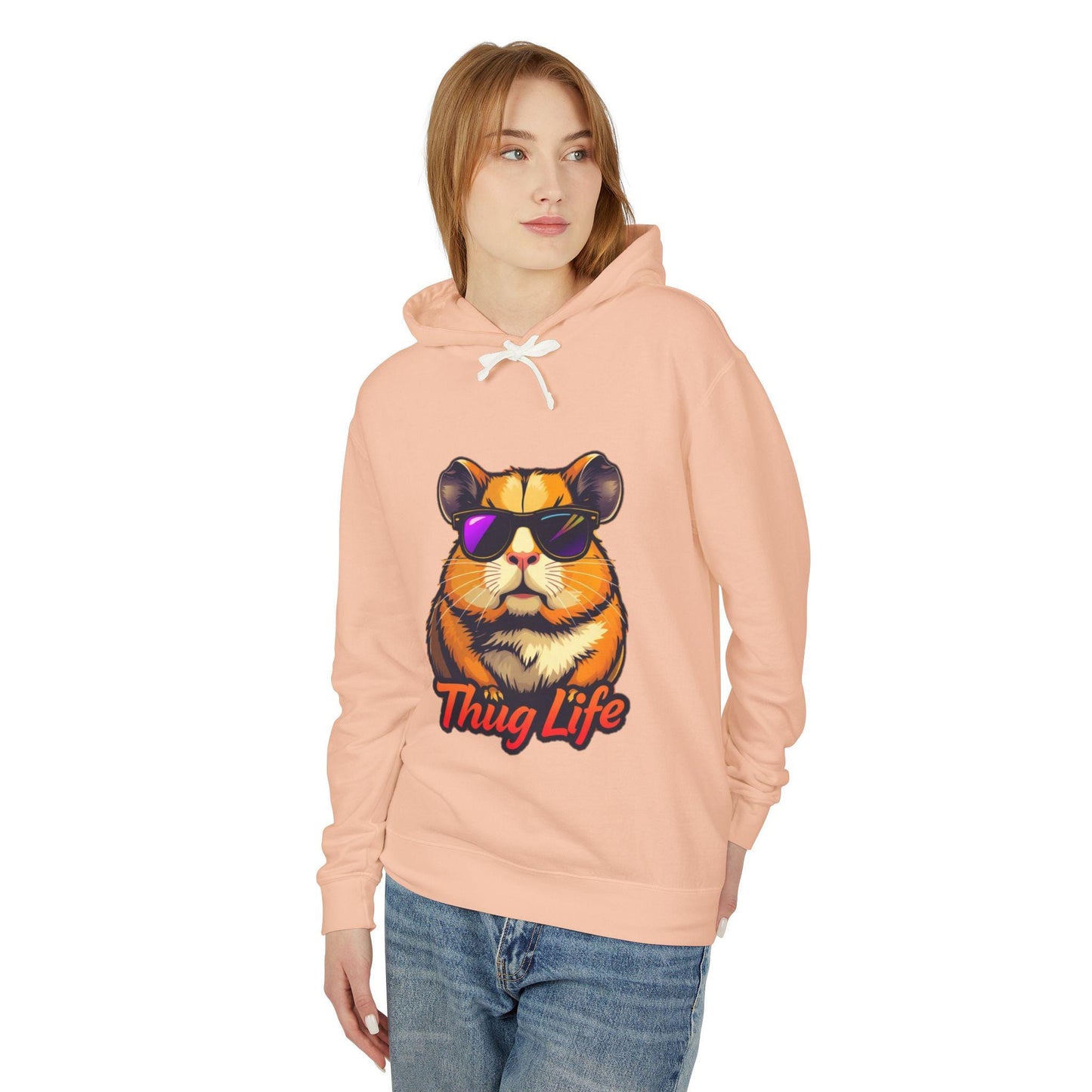 Thug Life Hamster Hoodie Funny Gangster Pet Hoodie Hip Hop Animal Hoodie Streetwear Lover Gift Cool Rap Style Animal Graphic Hoodie Urban