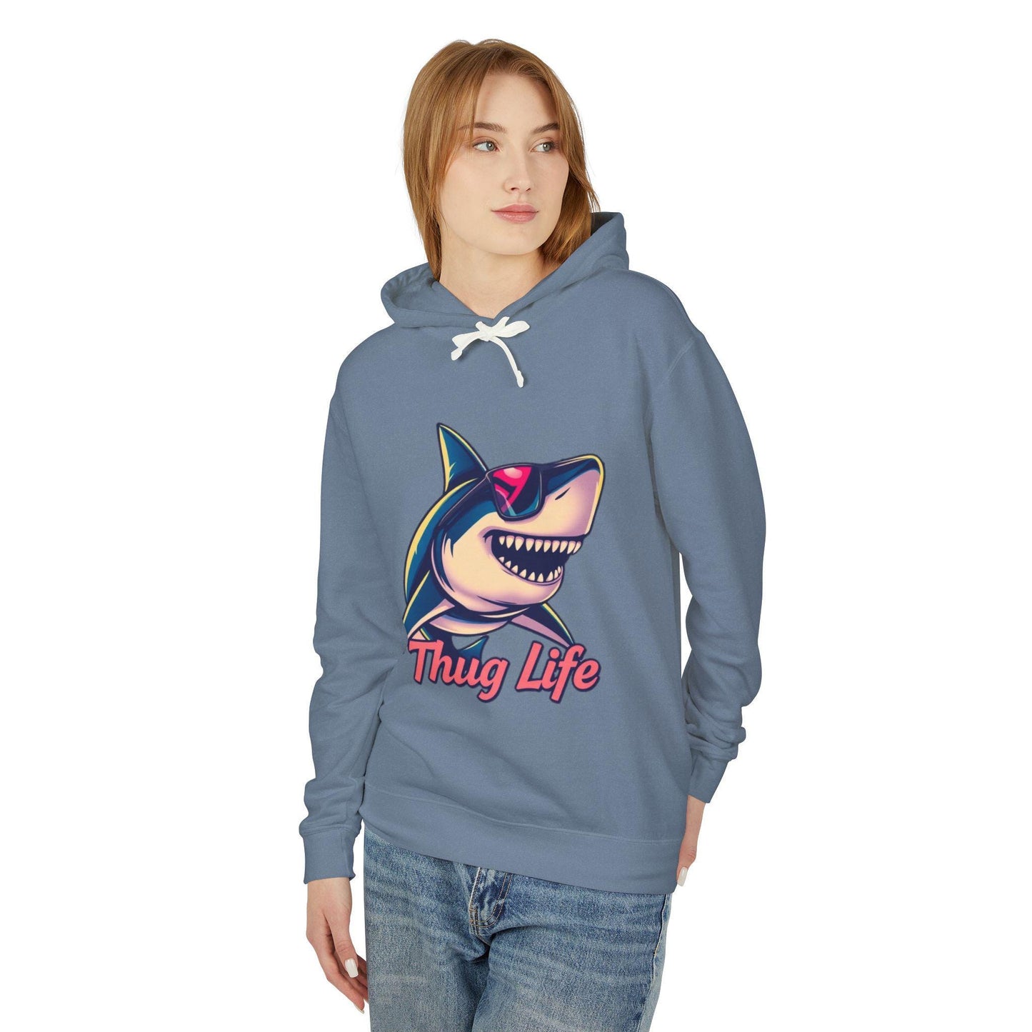 Thug Life Shark Hoodie Funny Gangster Pet Hoodie Hip Hop Animal Hoodie Streetwear Lover Gift Cool Rap Style Animal Graphic Hoodie Urban