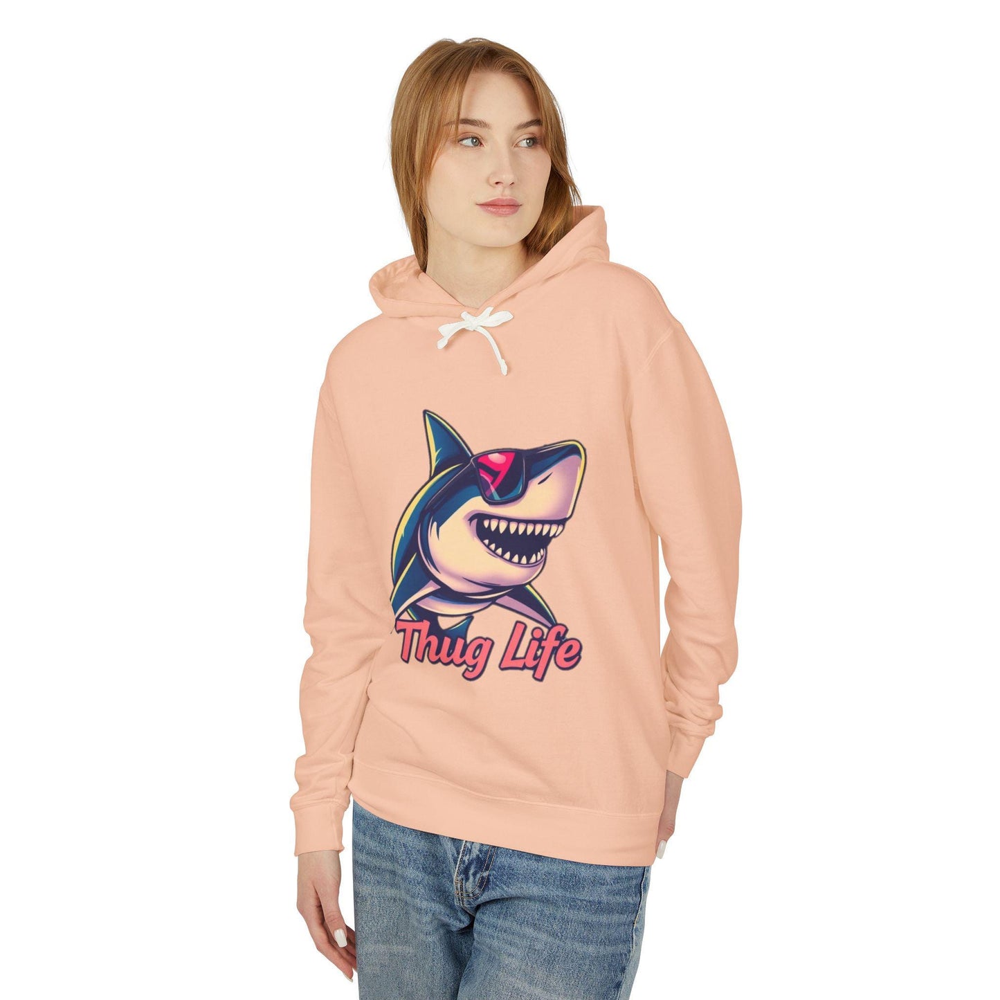 Thug Life Shark Hoodie Funny Gangster Pet Hoodie Hip Hop Animal Hoodie Streetwear Lover Gift Cool Rap Style Animal Graphic Hoodie Urban