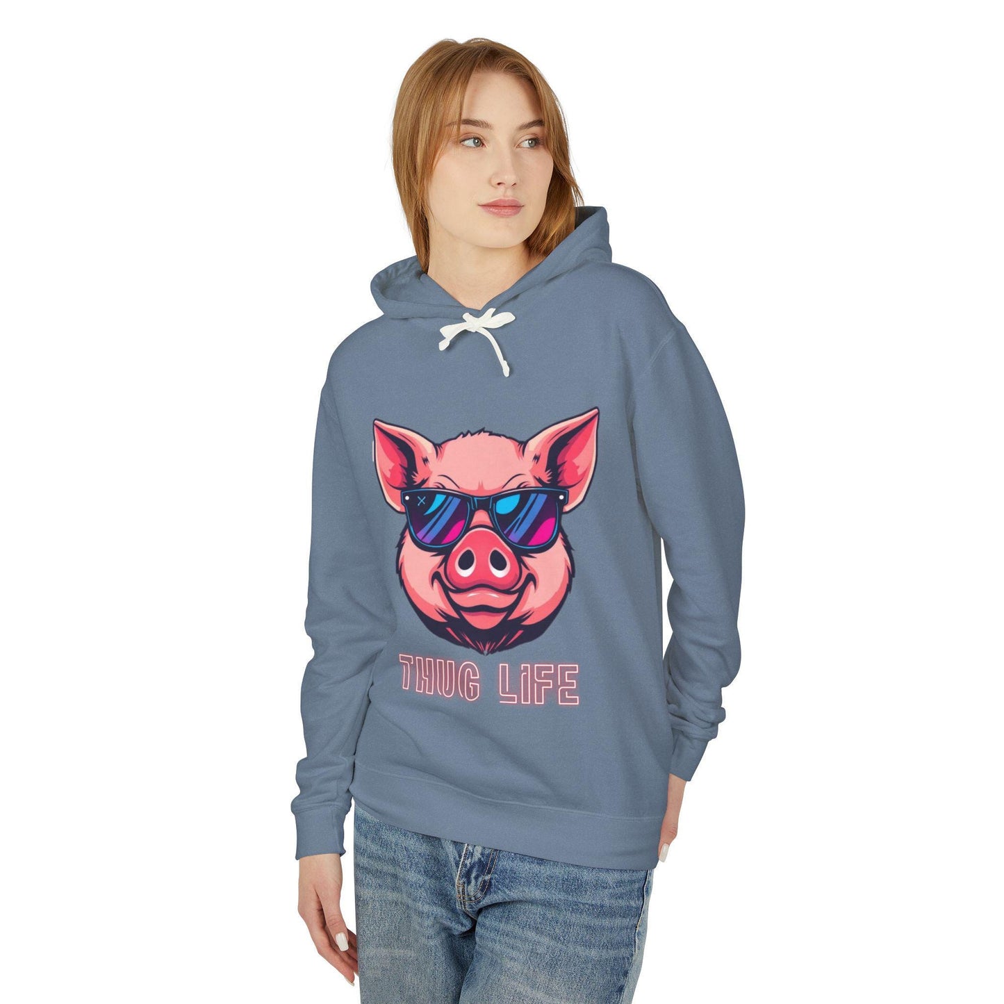 Thug Life Pig Hoodie Funny Gangster Pet Hoodie Hip Hop Animal Hoodie Streetwear Lover Gift Cool Rap Style Animal Graphic Hoodie Urban