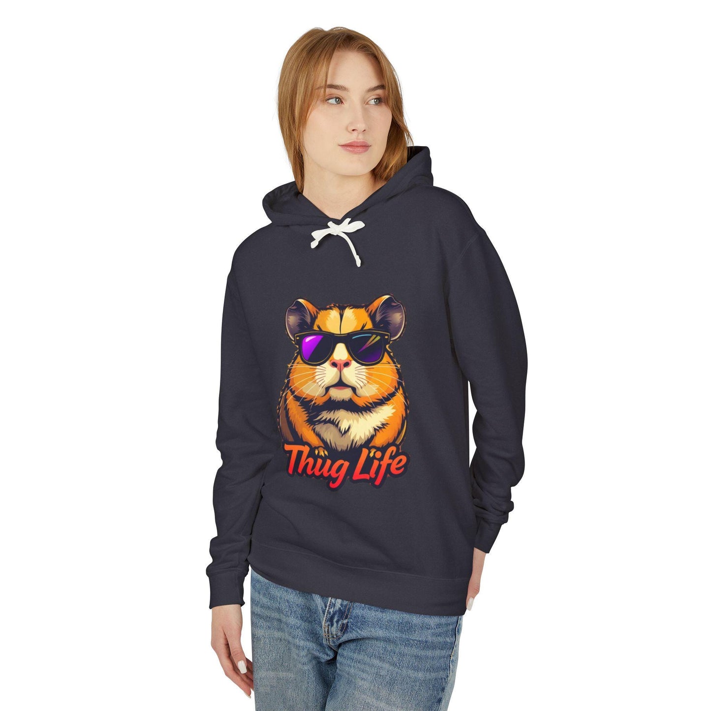 Thug Life Hamster Hoodie Funny Gangster Pet Hoodie Hip Hop Animal Hoodie Streetwear Lover Gift Cool Rap Style Animal Graphic Hoodie Urban