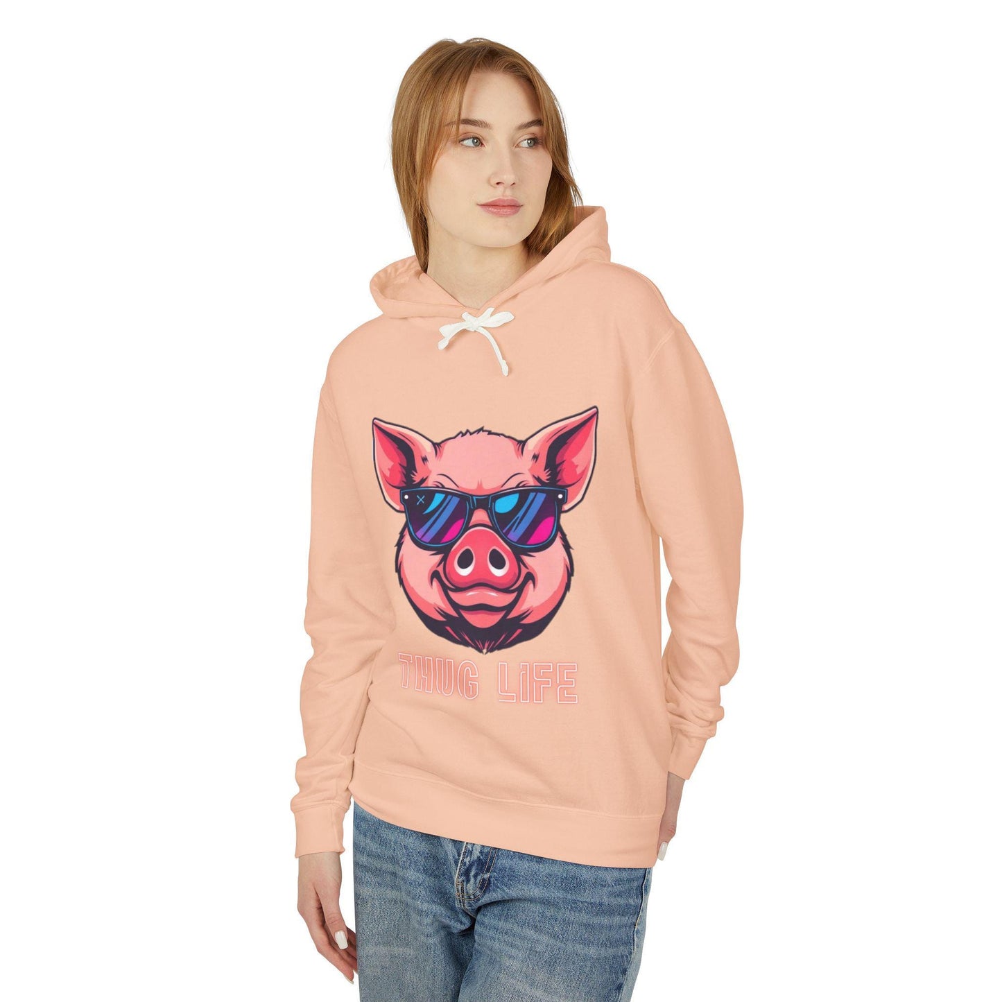 Thug Life Pig Hoodie Funny Gangster Pet Hoodie Hip Hop Animal Hoodie Streetwear Lover Gift Cool Rap Style Animal Graphic Hoodie Urban