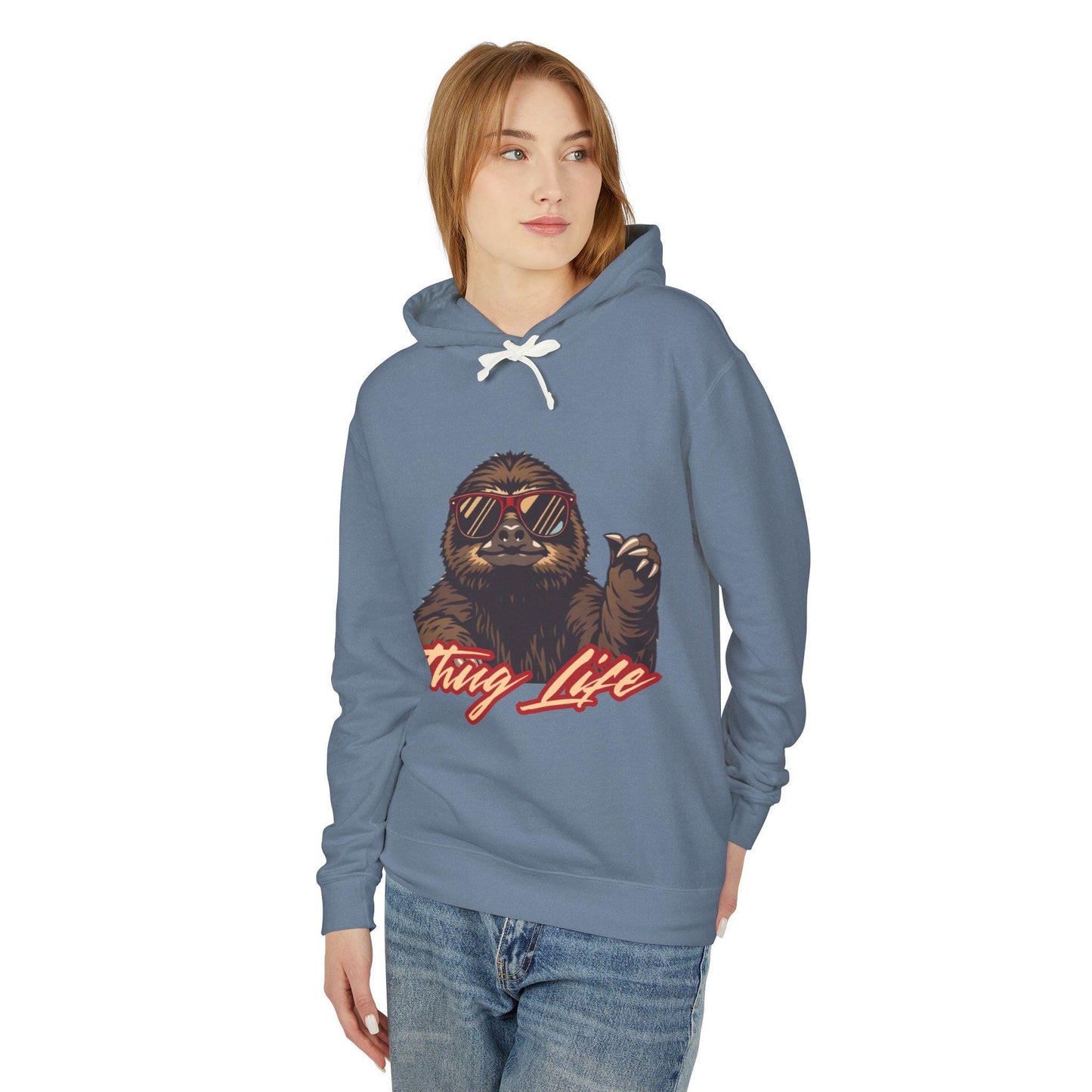 Thug Life Sloth Hoodie Funny Gangster Pet Hoodie Hip Hop Animal Hoodie Streetwear Lover Gift Cool Rap Style Animal Graphic Hoodie Urban