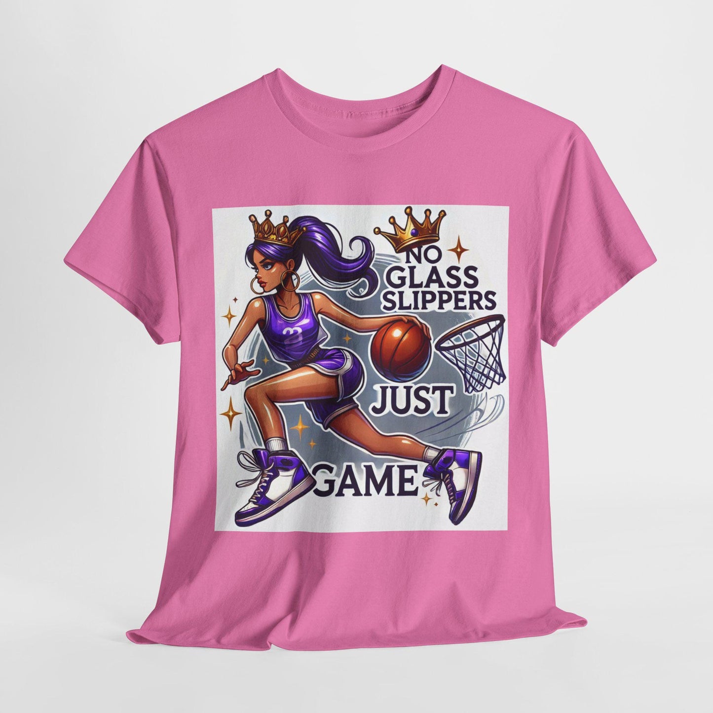 March Madness Purple Basketball Shirt - No Glass Slippers Just Game Tee - Crowned Female Athlete Gift - Unisex Fit T-Shirt - NCAA 2025