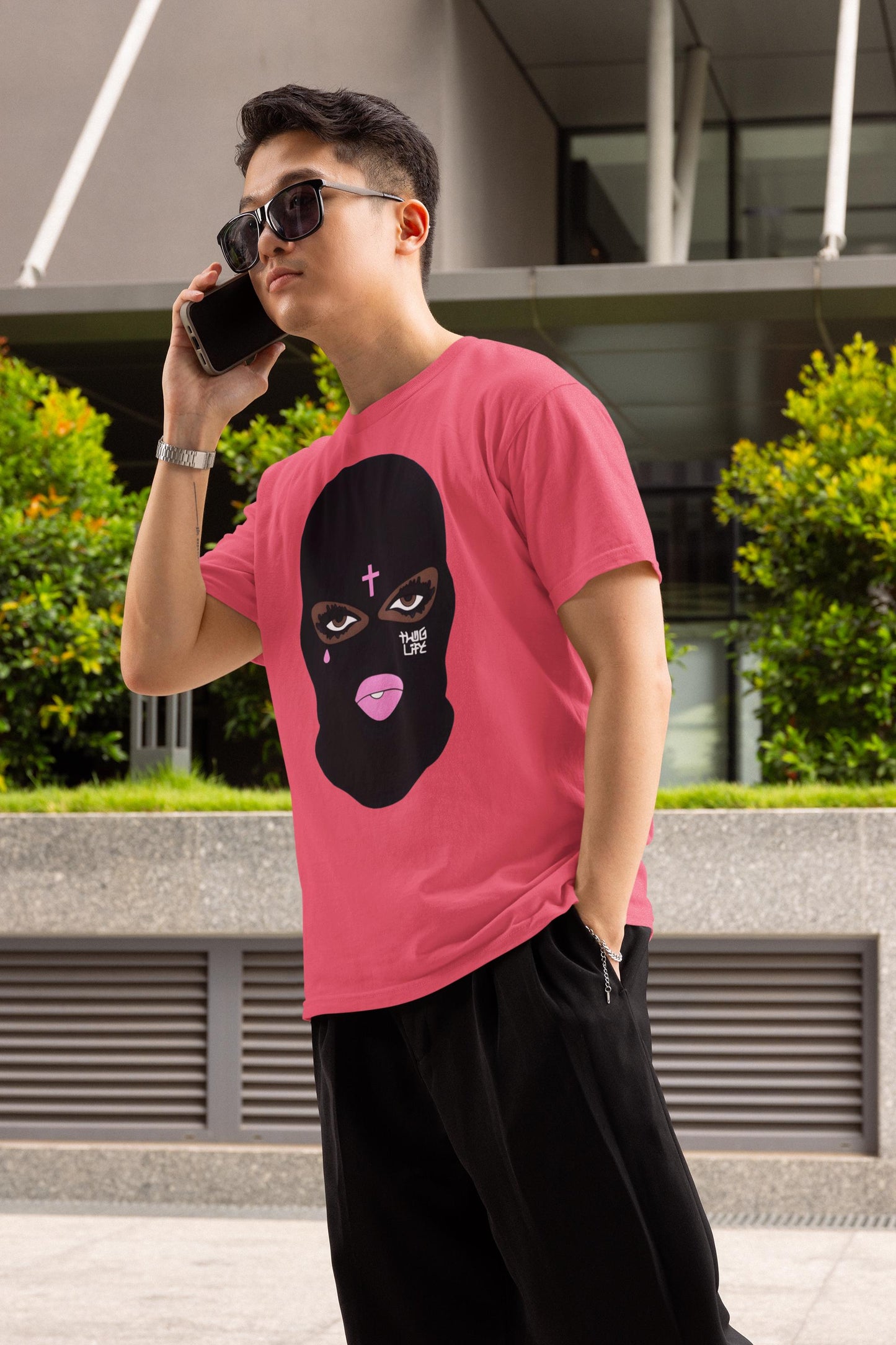 Ski mask, Thug Life, Pink Lips, Sexy Girl, Fantasy Art, Black Mask, Fashion Accessory, Heavyweight Unisex Crewneck T-shirt
