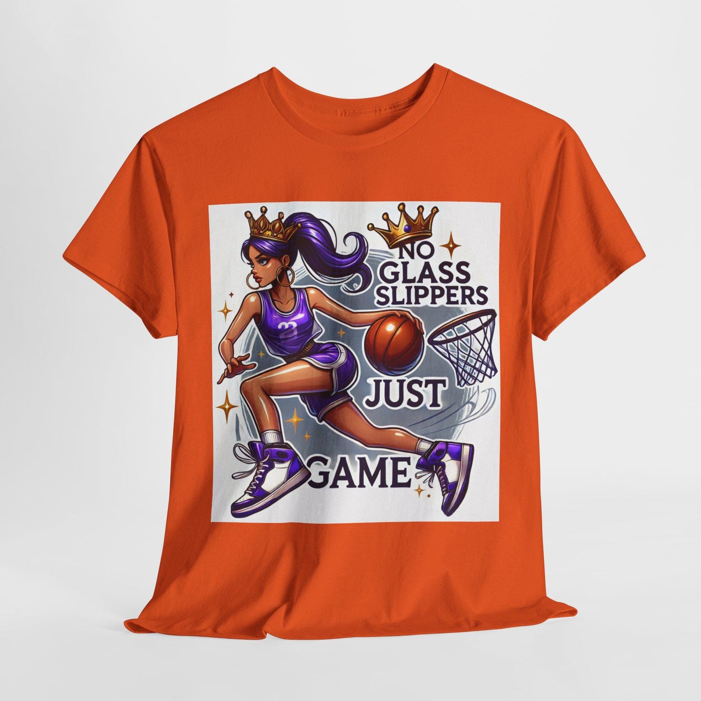 March Madness Purple Basketball Shirt - No Glass Slippers Just Game Tee - Crowned Female Athlete Gift - Unisex Fit T-Shirt - NCAA 2025
