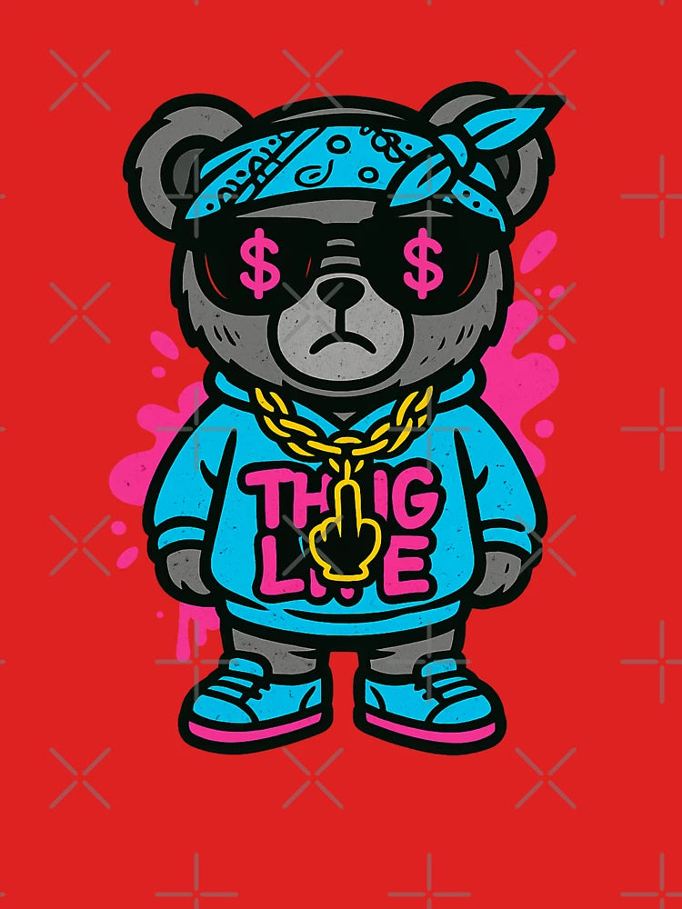 Thug Life Bear – Gangsta Plush Street Art – Hood Attitude Teddy Design Classic T-Shirt