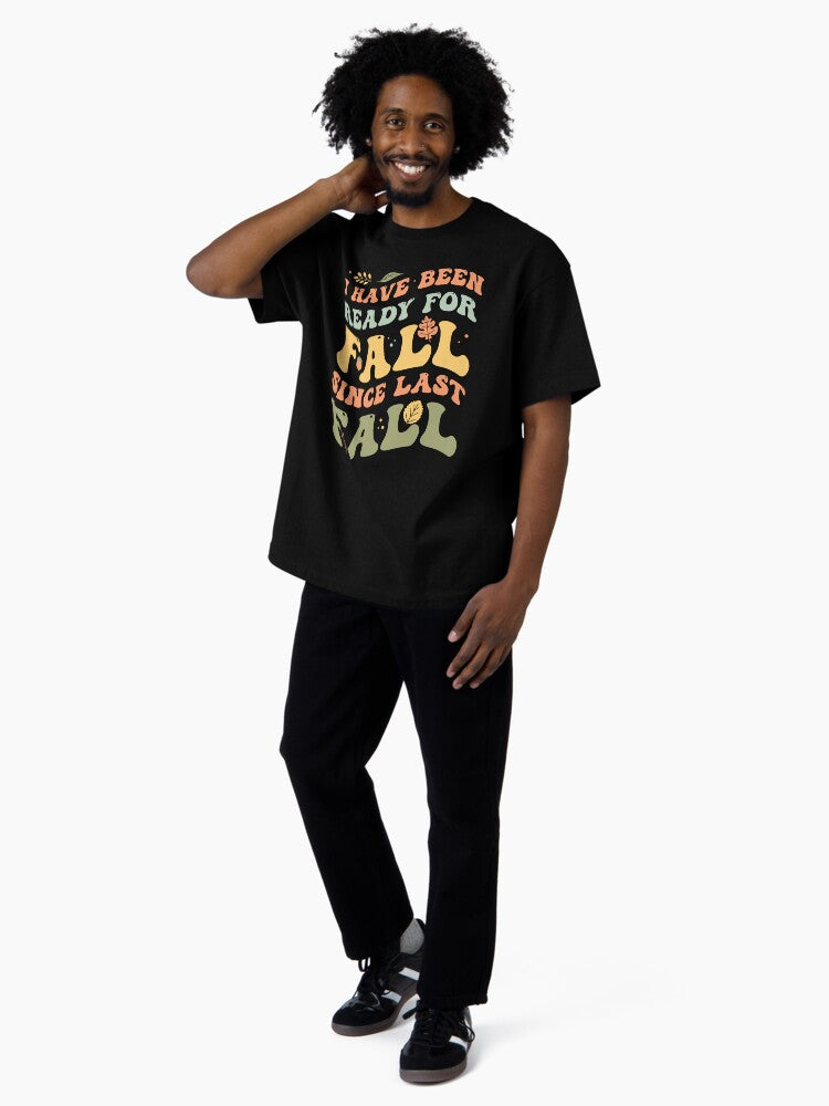 Funny Ready For Fall, Autumn Colors Retro, Groovy Leaves Oversized T-Shirt