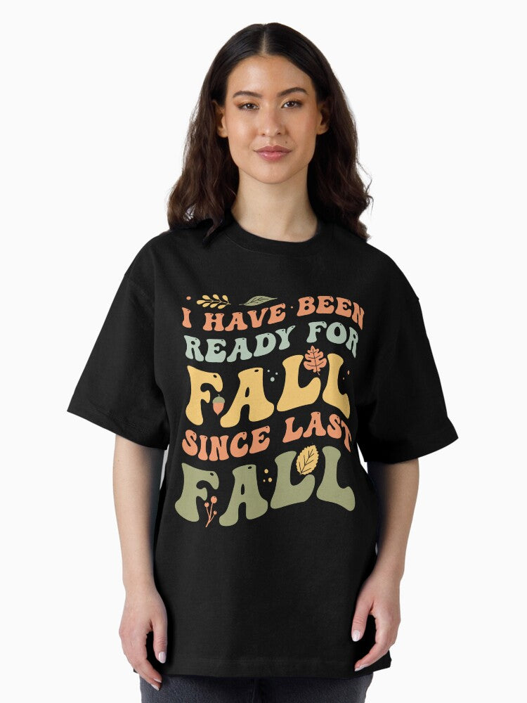 Funny Ready For Fall, Autumn Colors Retro, Groovy Leaves Oversized T-Shirt