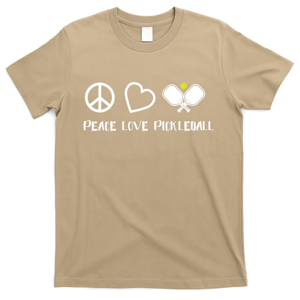 Womens Peace Love Pickleball Funny Pickleball Paddle Player Gift VNeck T T-Shirt