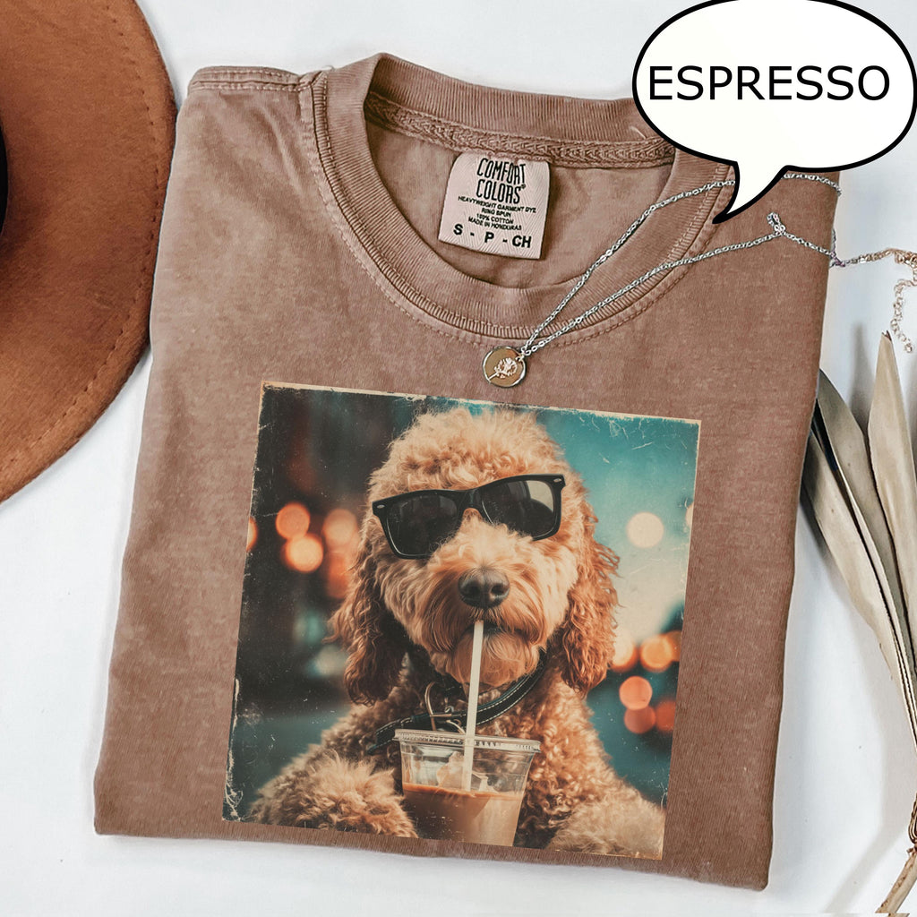 Comfort Colors Goldendoodle Drinking Iced Coffee Dog Lover Coffee Dog Pet Owner (1)