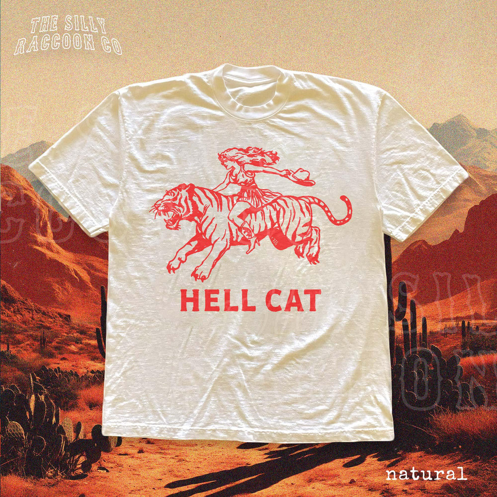 Vintage Cowgirl Hell Cat Retro Cowgirl Western Tee Tiger Him (1)