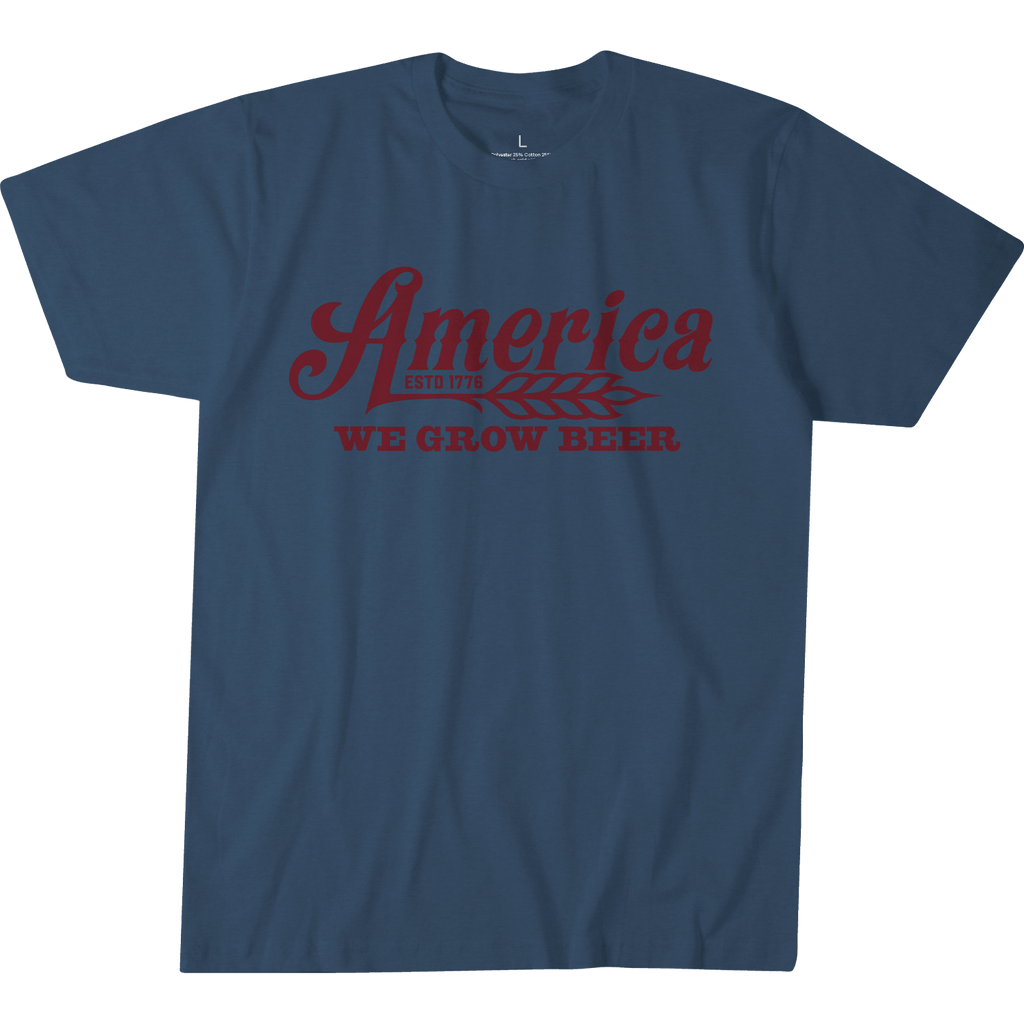 We Grow Beer Tee-Heather Blue