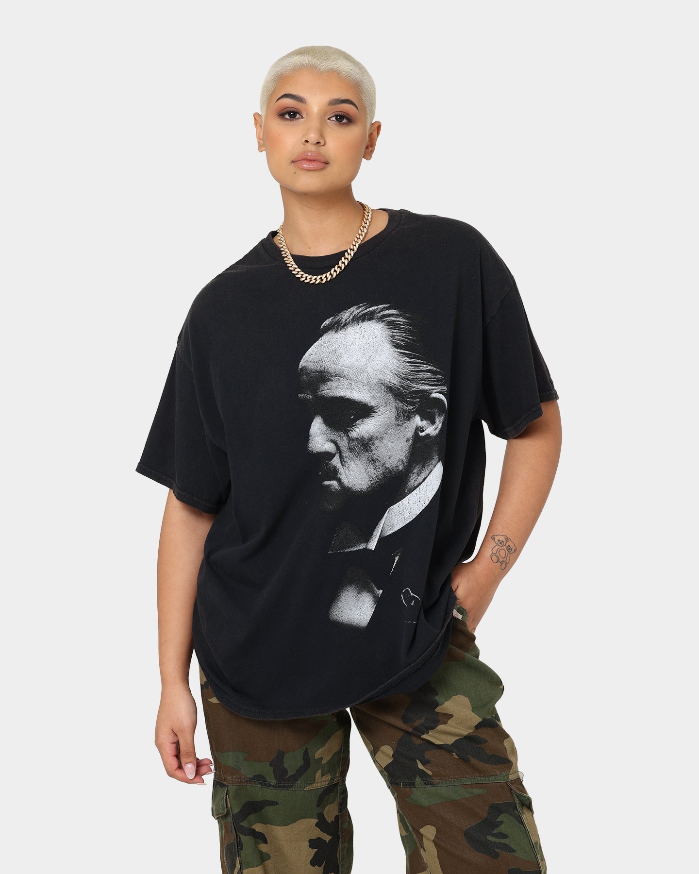 American Thrift X The Godfather The Don Vintage T-Shirt Black Wash Style001