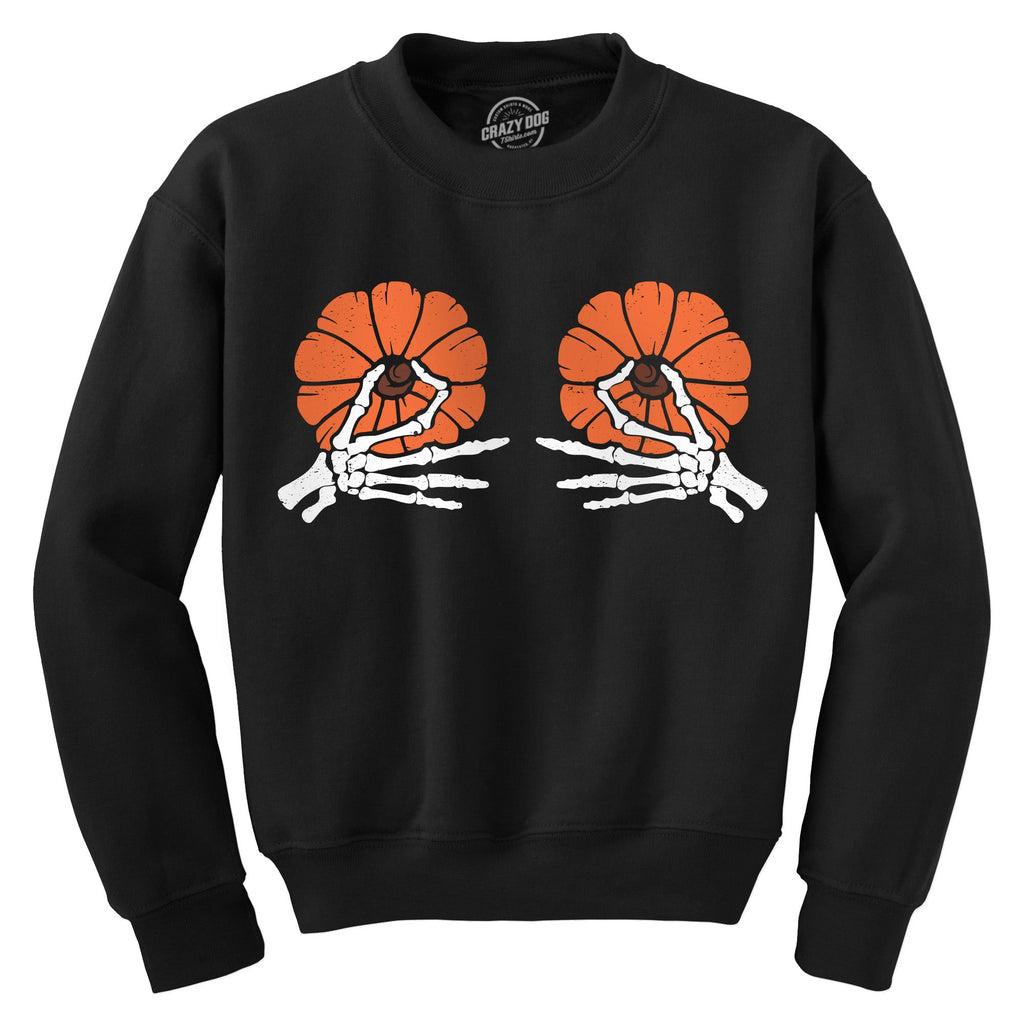 Skeleton Pinch Pumpkin Tits Crew Neck Sweatshirt