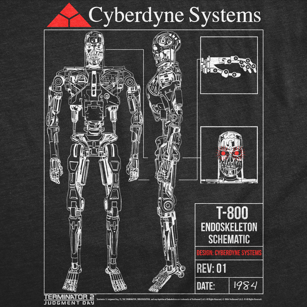 T 800 Endoskeleton Schematics Men's T Shirt