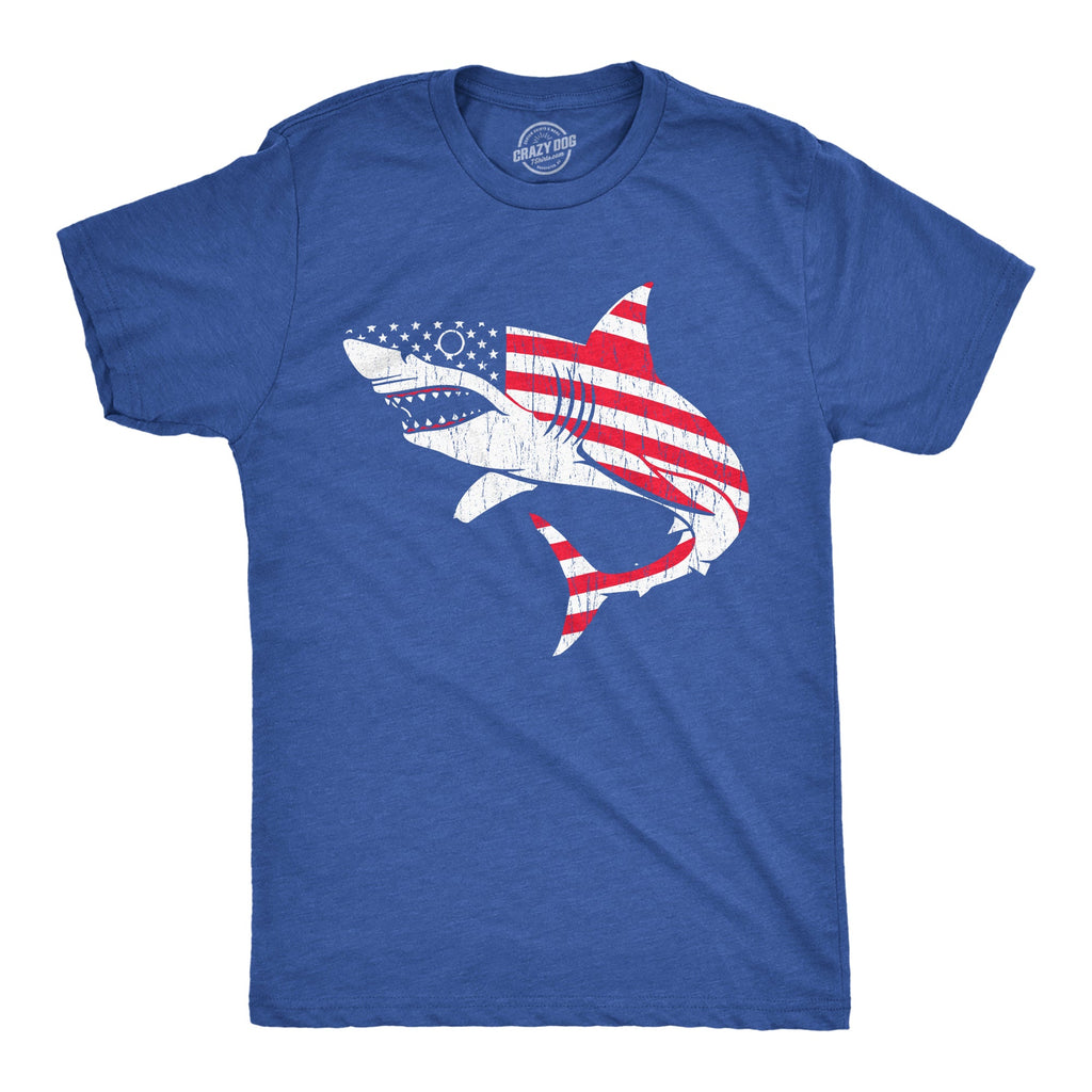 American Flag Shark Men's T Shirt