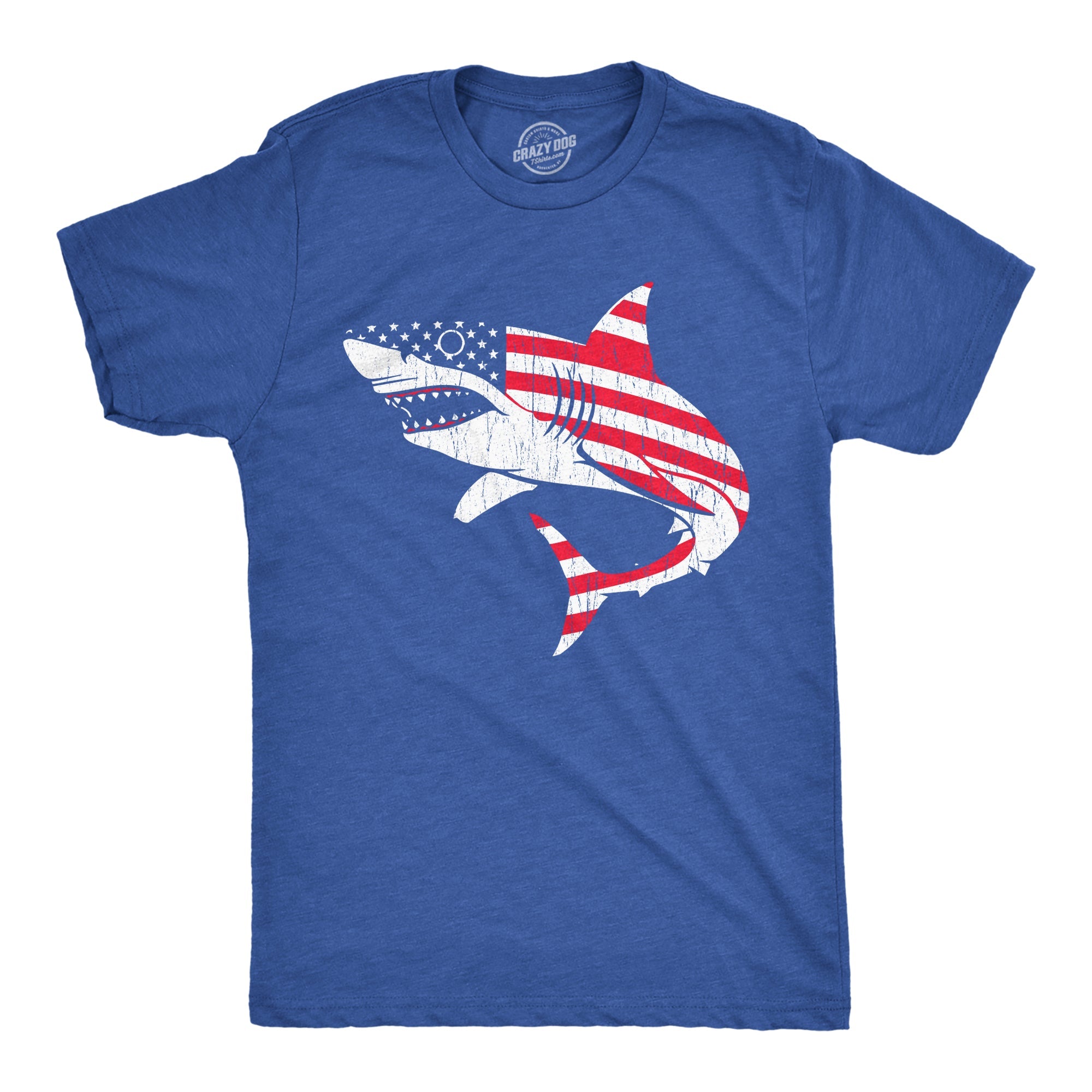 American Flag Shark Men's T Shirt
