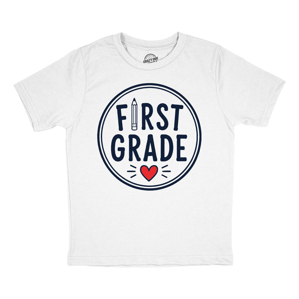 First Grade Pencil Circle Heart Youth T Shirt