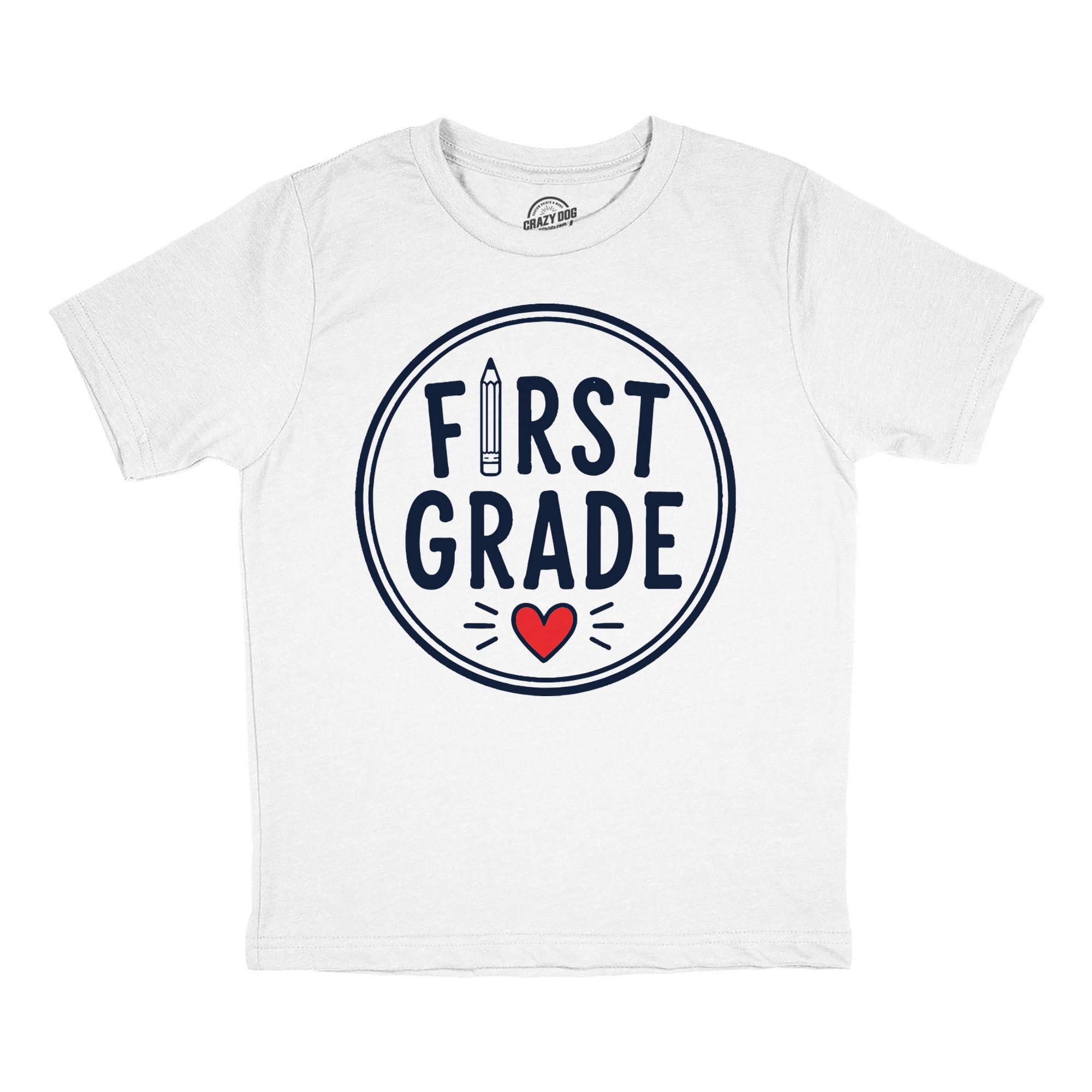 First Grade Pencil Circle Heart Youth T Shirt