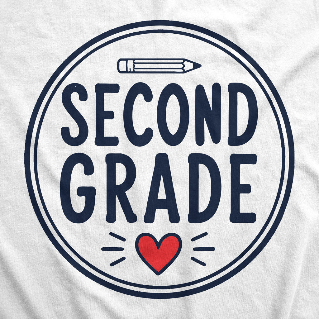Second Grade Pencil Circle Heart Youth T Shirt