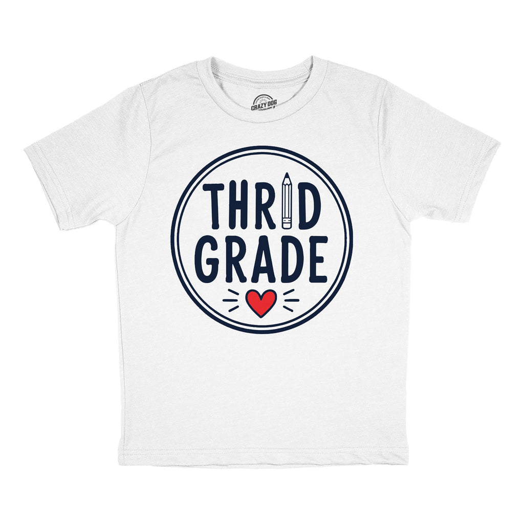 Third Grade Pencil Circle Heart Youth T Shirt
