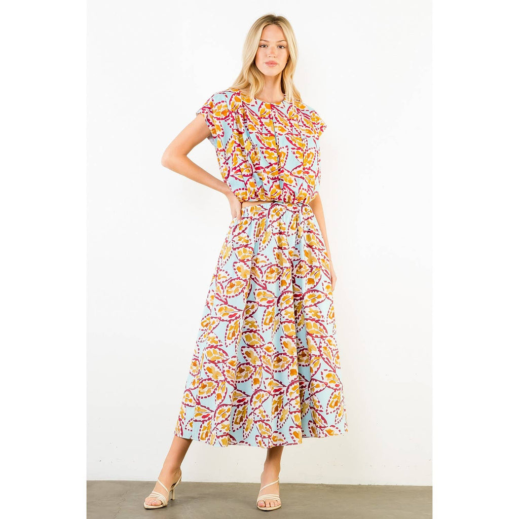 Abstract Print Long Skirt