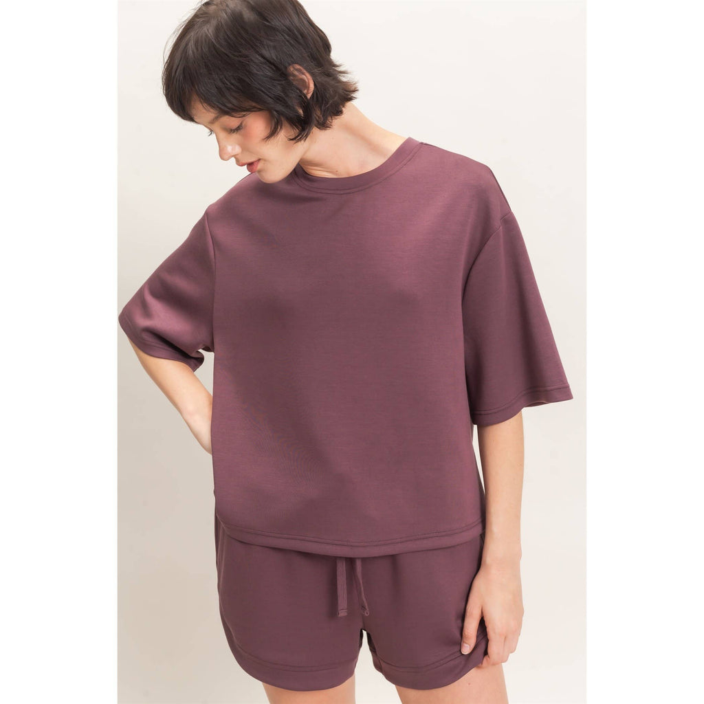 Loose Fit Crew Neck Short Sleeve Top