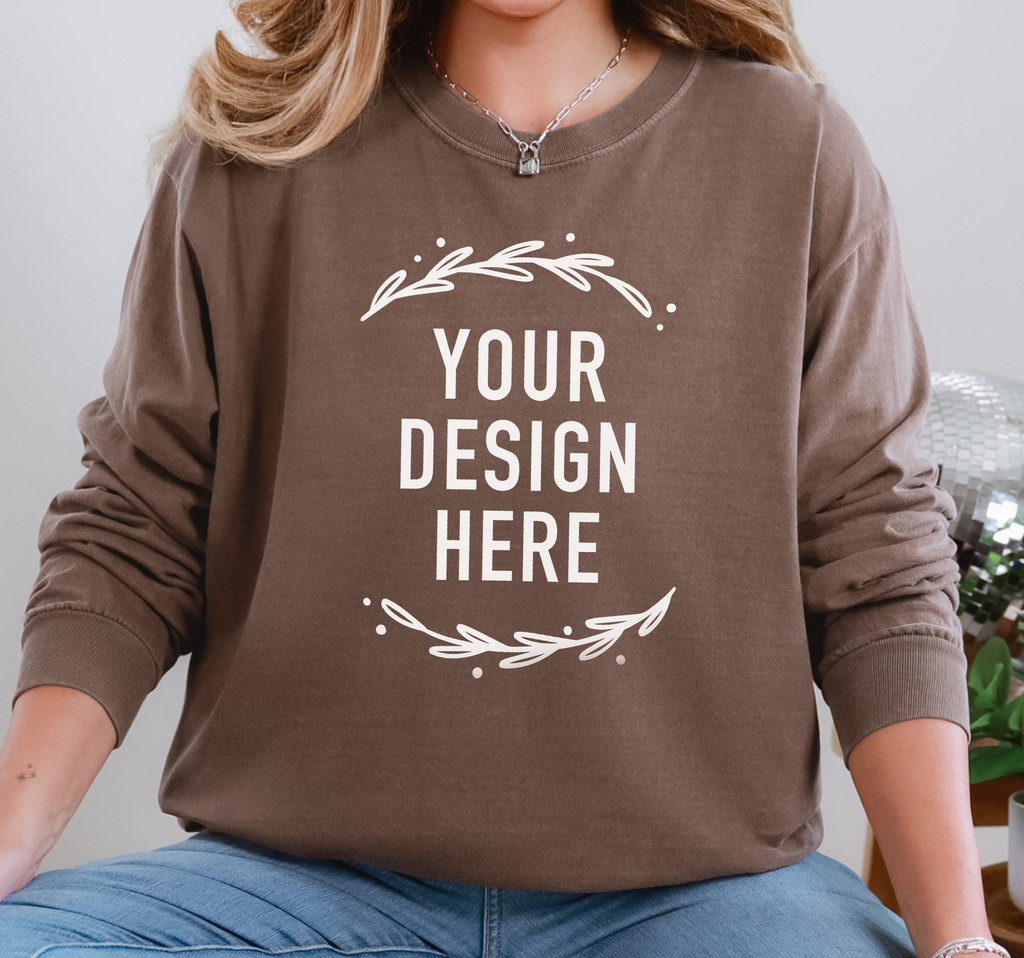 Custom Logo Long Sleeve Shirt, One Print, Comfort Colors®