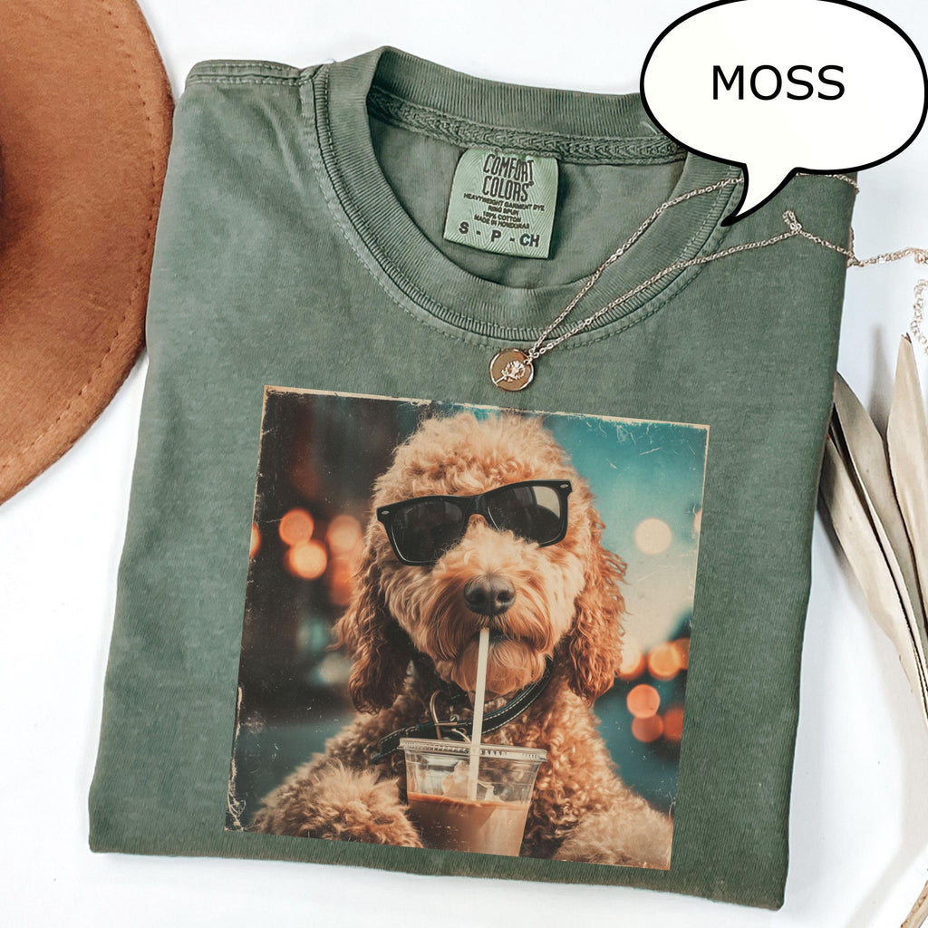 Comfort Colors Goldendoodle Drinking Iced Coffee Dog Lover Coffee Dog Pet Owner (2)
