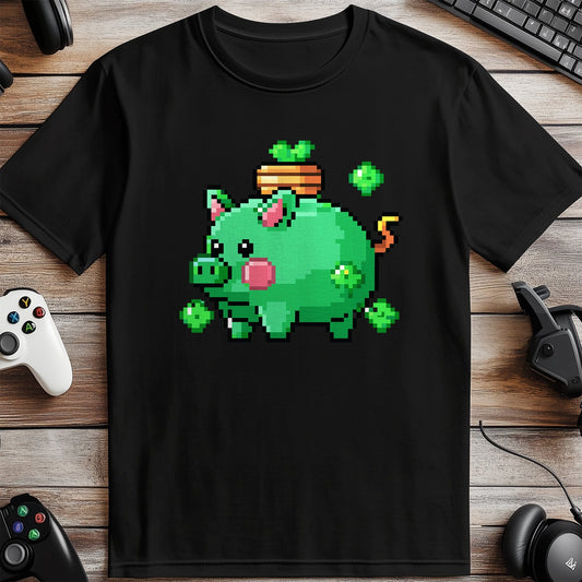 Pixel 52 T-shirt  Funny Green Pig with Shamrocks