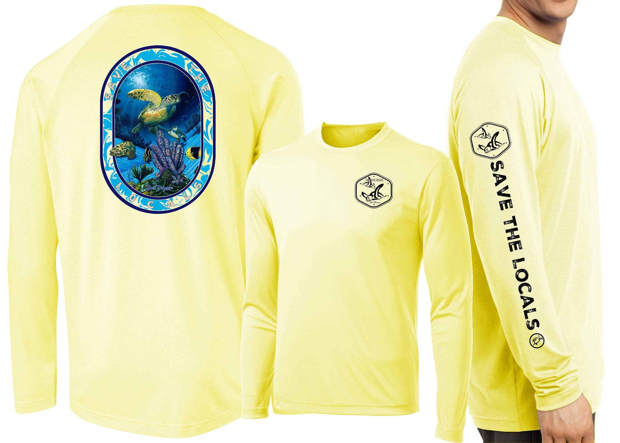 Men’S Performance Save the Locals Sea Turtles Long Sleeve