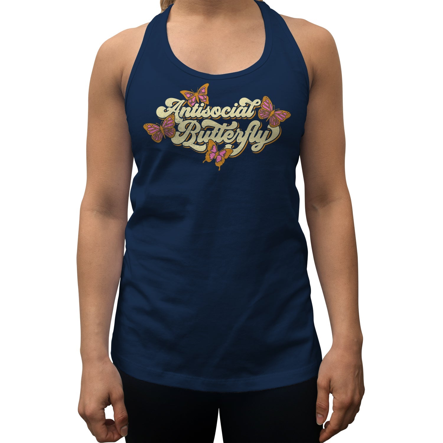 Women's Antisocial Butterfly Racerback Tank Top