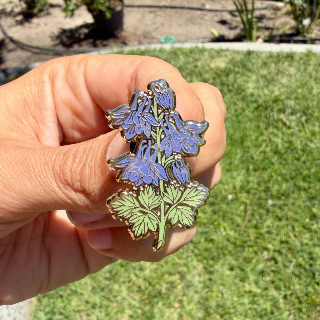 Colorado Columbine Enamel Pin – Blue Columbine Flower Lapel