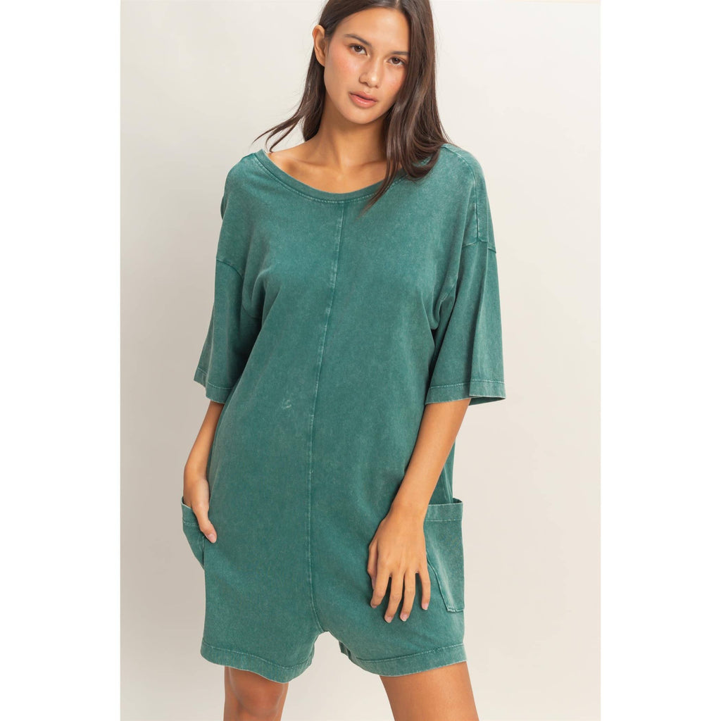 Mineral Washed V-Back Romper