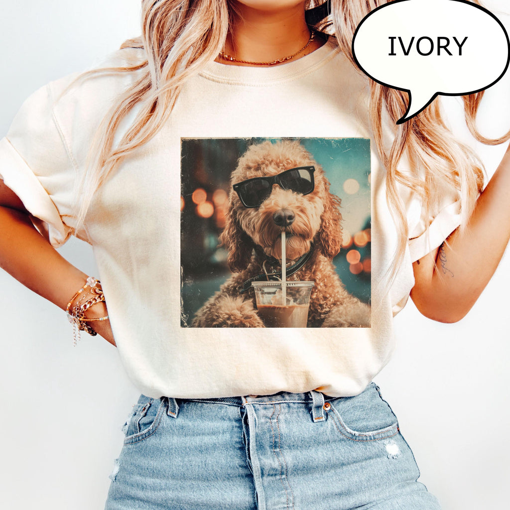 Comfort Colors Goldendoodle Drinking Iced Coffee Dog Lover Coffee Dog Pet Owner (3)