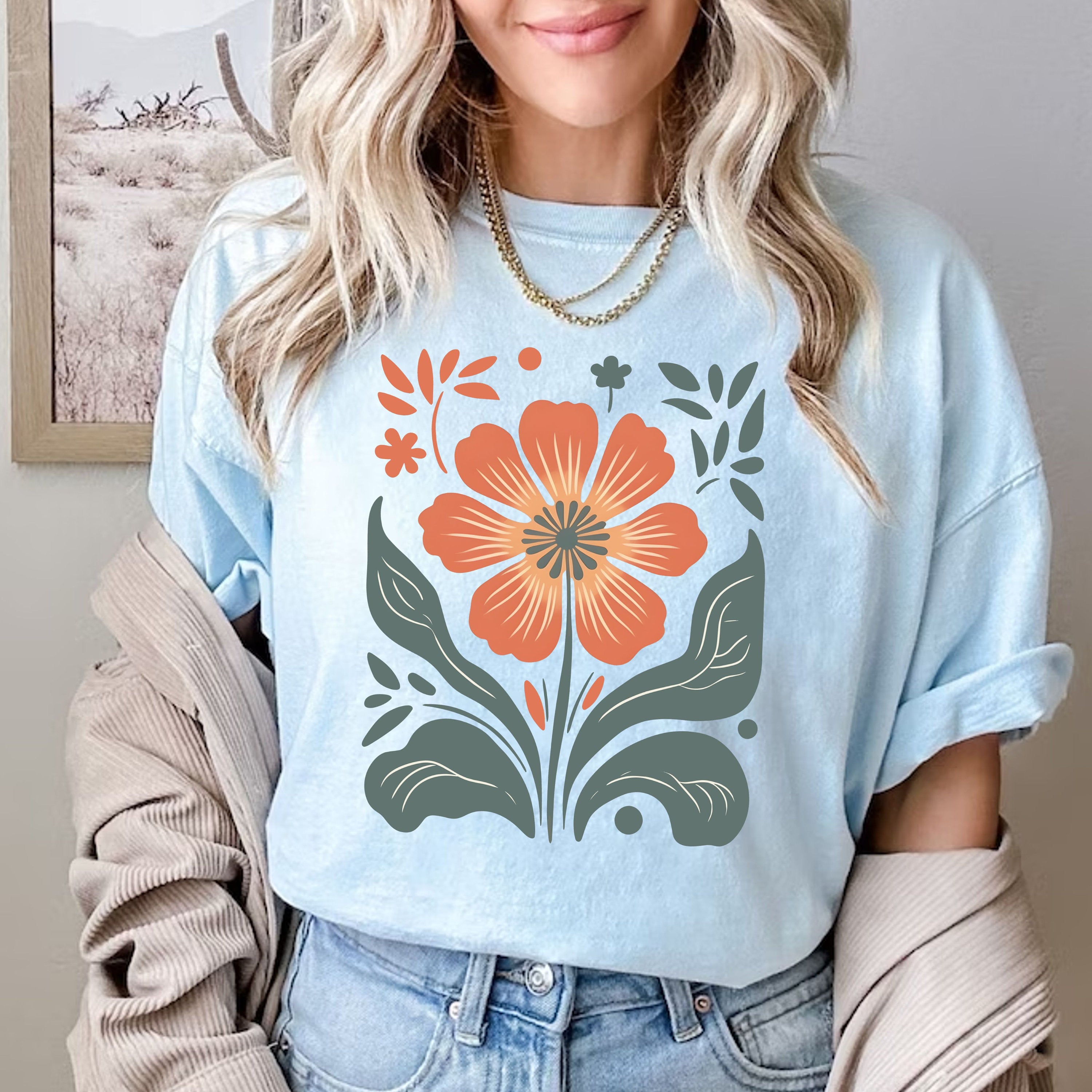 Comfort Colors Autumn Flower Flower Retro Floral Vintage Flower Plant Lover Grandma (3)