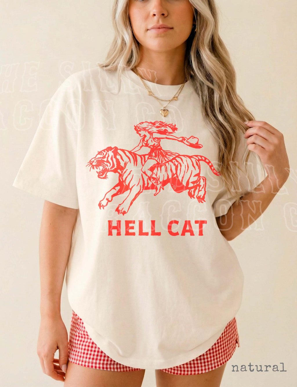 Vintage Cowgirl Hell Cat Retro Cowgirl Western Tee Tiger Him (3)