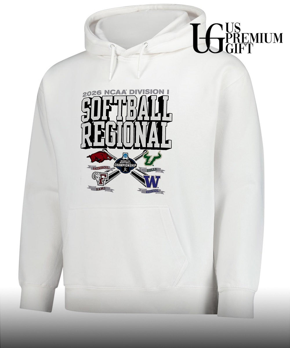 2026 NCAA Division I Softball Regional Arkansas Razorbacks Fordham Rams South Florida Bulls and Washington Huskies logo shirt