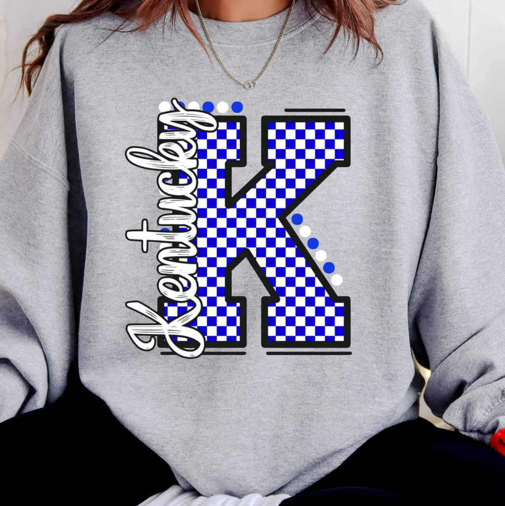 Uk Kentucky Retro Checkered Tee or Sweatshirt