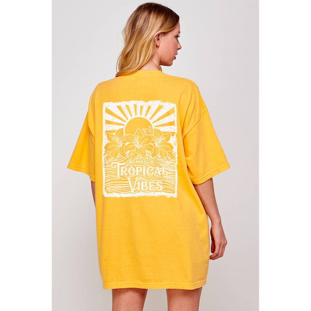 Tropical Vibes Vintage   Graphic  Oversized Tee