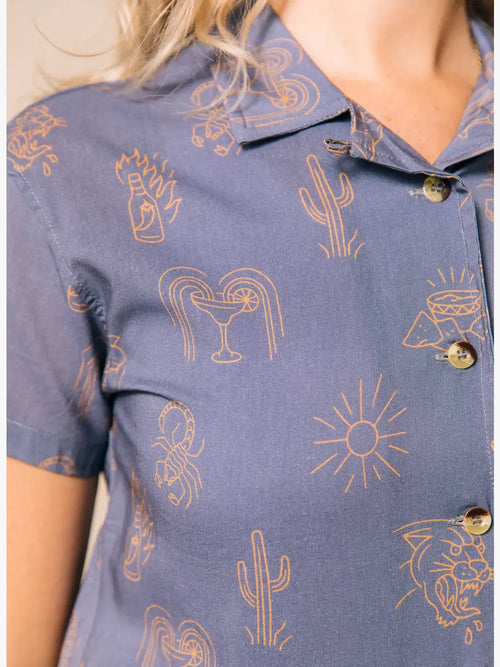 Adios Burritos Casual Button Down Shirt Women