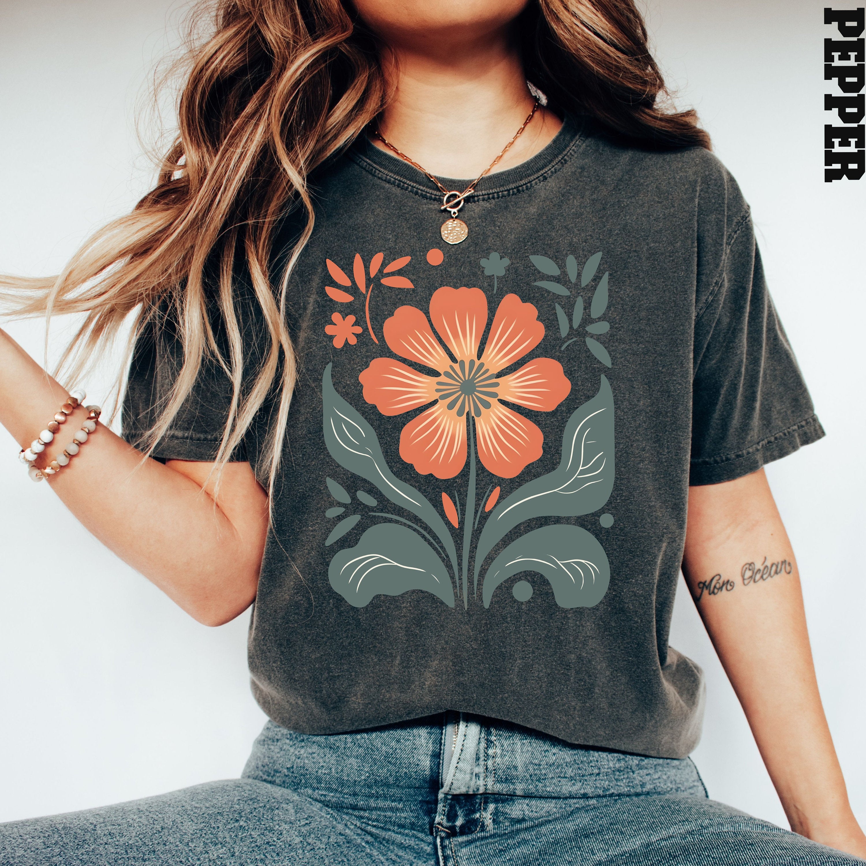 Comfort Colors Autumn Flower Flower Retro Floral Vintage Flower Plant Lover Grandma (4)