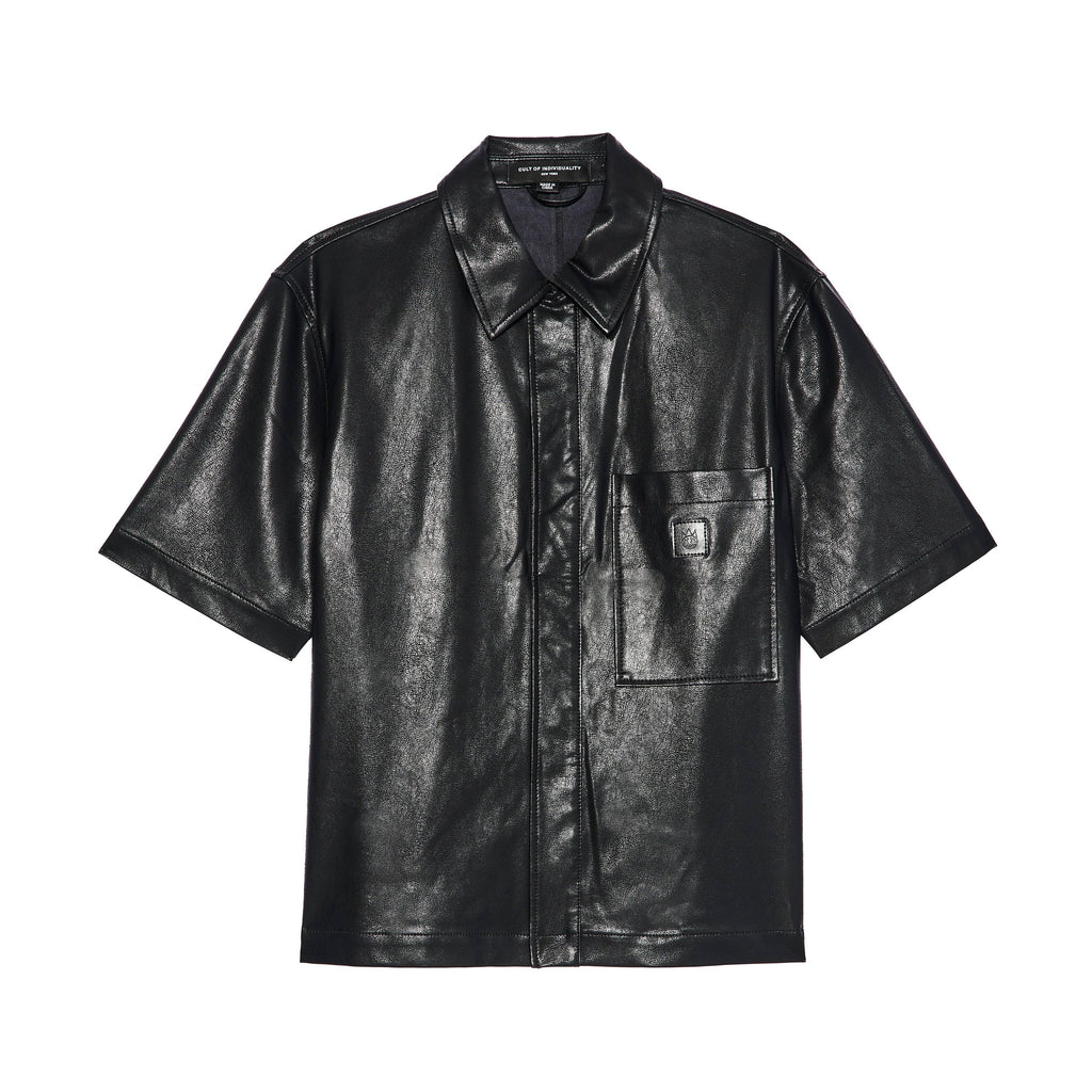 Cult's Oversized Leather Shirt in Black