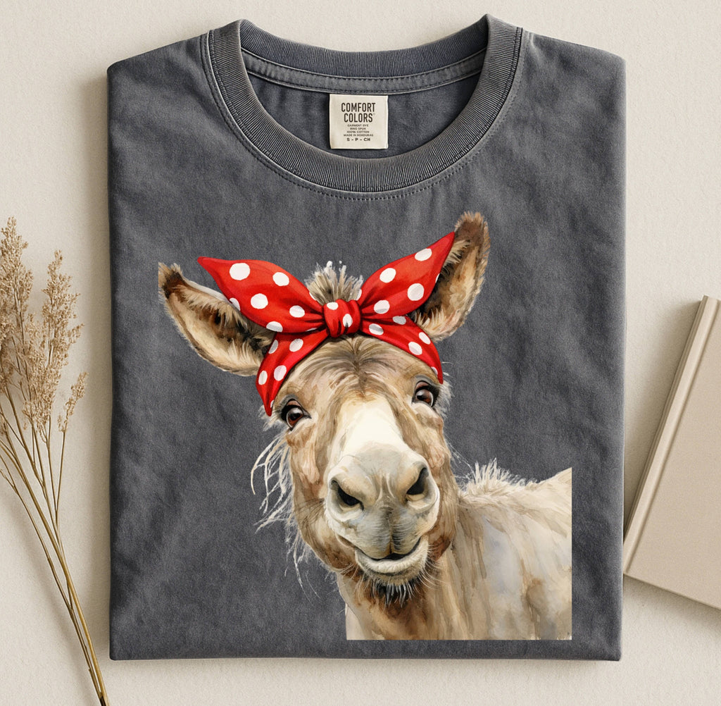 Trendy Girl Donkey with Bow Comfort Colors T-Shirt