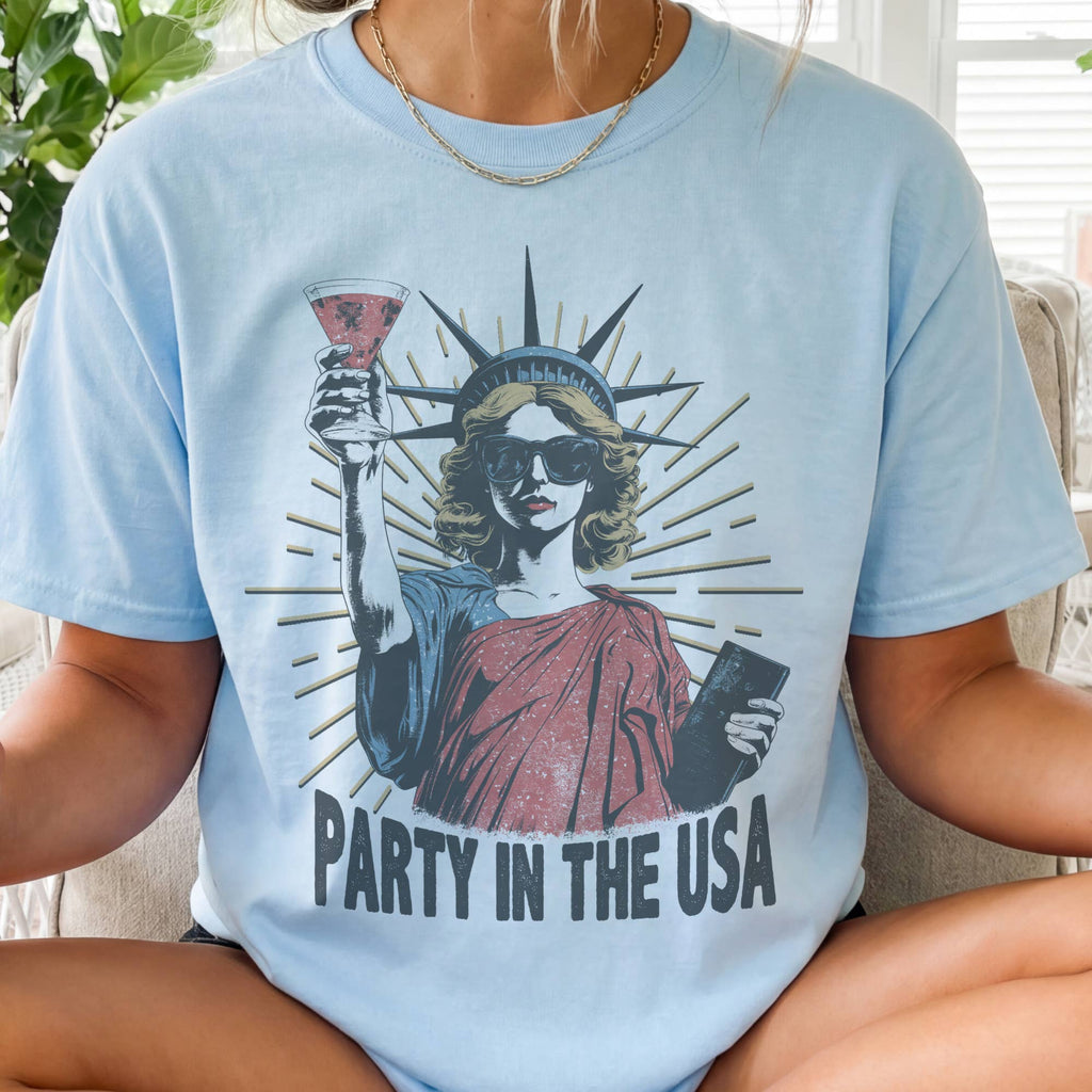 USA Party in the USA Lady Liberty 4th of July Graphic Tee