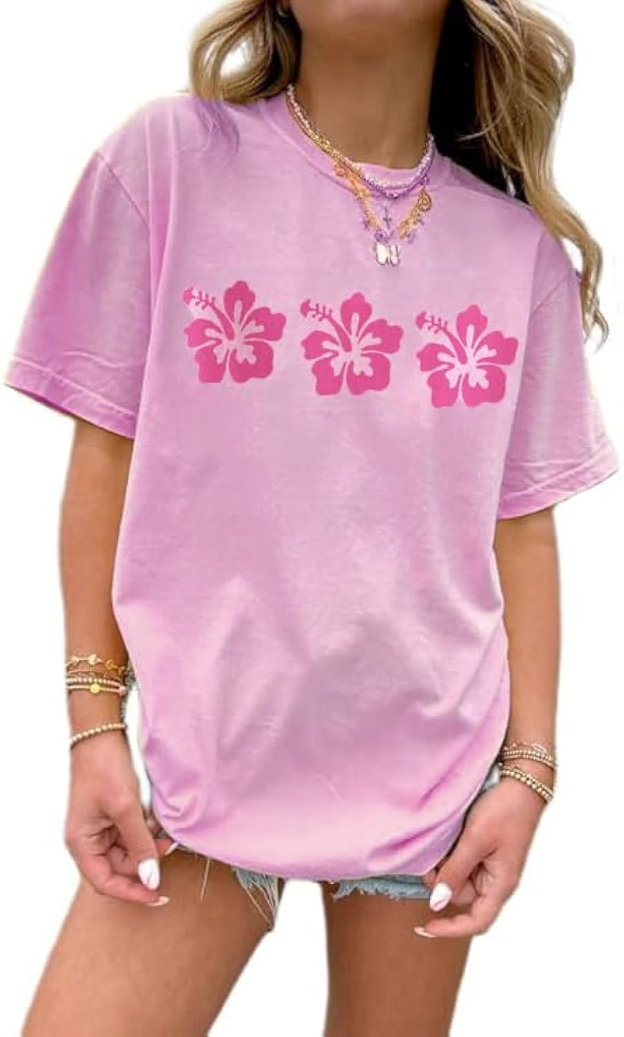 Women Oversized Graphic T Shirt Y2k Short Sleeve Crew Neck Loose Fit Tee Summer Preppy Aesthetic Coastal Baggy Top