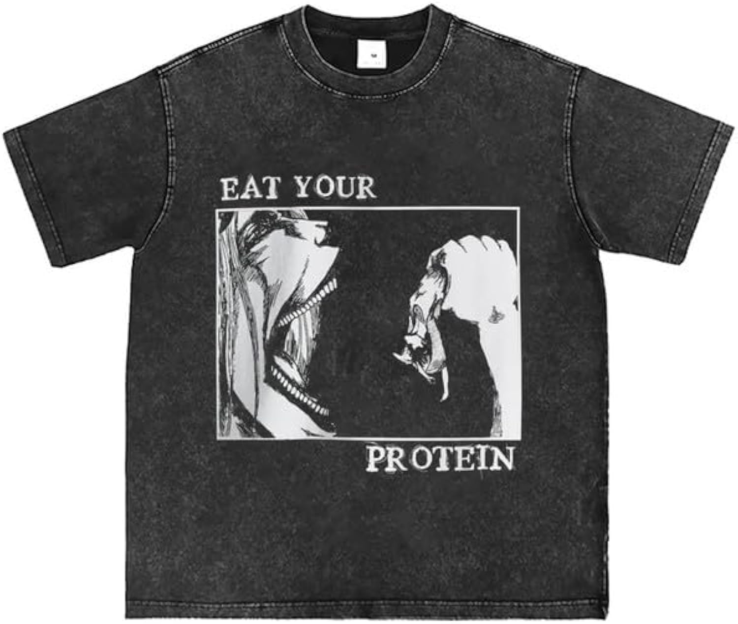 Retro AOT T-Shirt Eat Your Protein Shirt Japanese Anime Pattern Tee