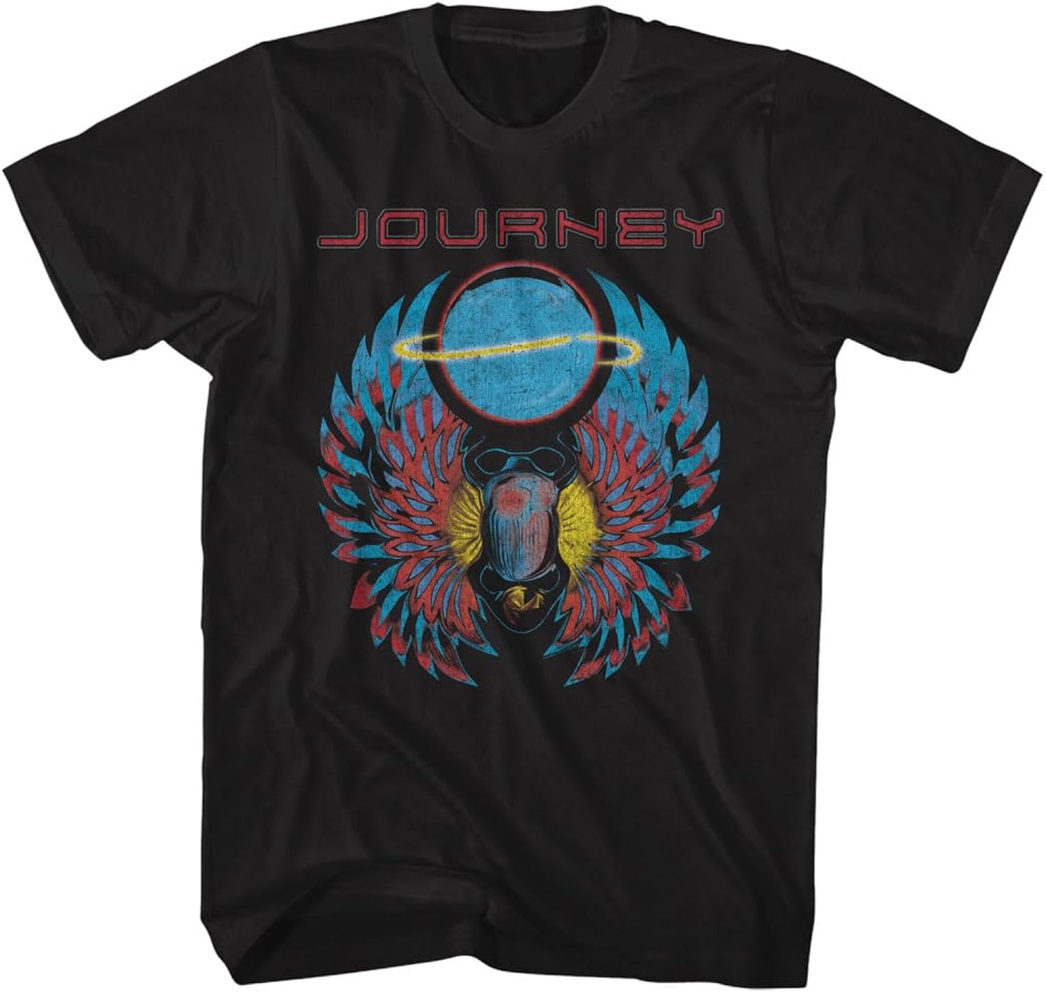 Journey Logo Scarab & Orb Adult Short Sleeve T Shirt Vintage Style 80s Music Graphic Tees